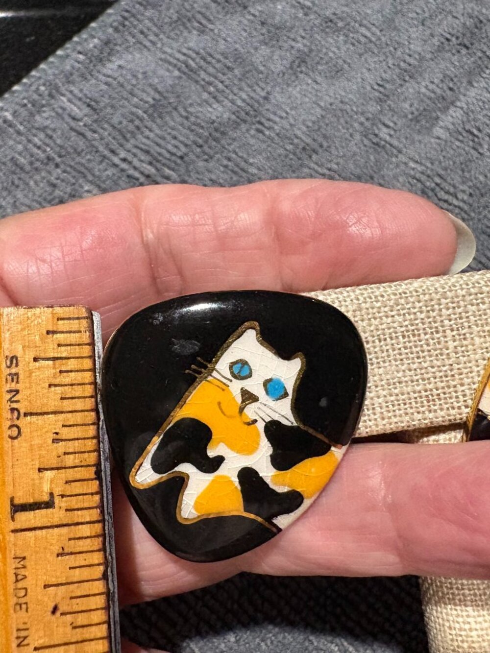 Vintage Handcrafted Ceramic Calico Cat Earrings Two Pairs for Pierced Ears - Picture 7 of 11